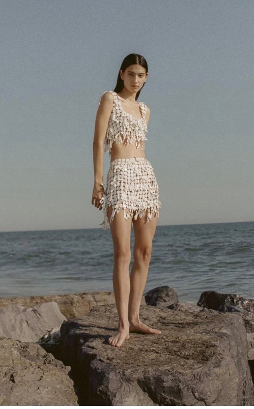 Paco Rabanne White Iridescent Paillette Disc Mini